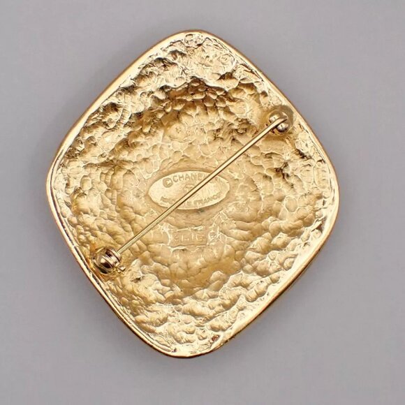 CHANEL CC Logo Pin Brooch Diamond Shaped Gold GHW Vintage Accessory 39YE639 - Picture 4 of 6
